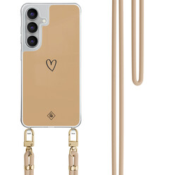 Casimoda Samsung Galaxy S25 FE hoesje met beige koord - Hart bruin