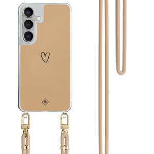 Casimoda Samsung Galaxy S25 FE hoesje met beige koord - Hart bruin