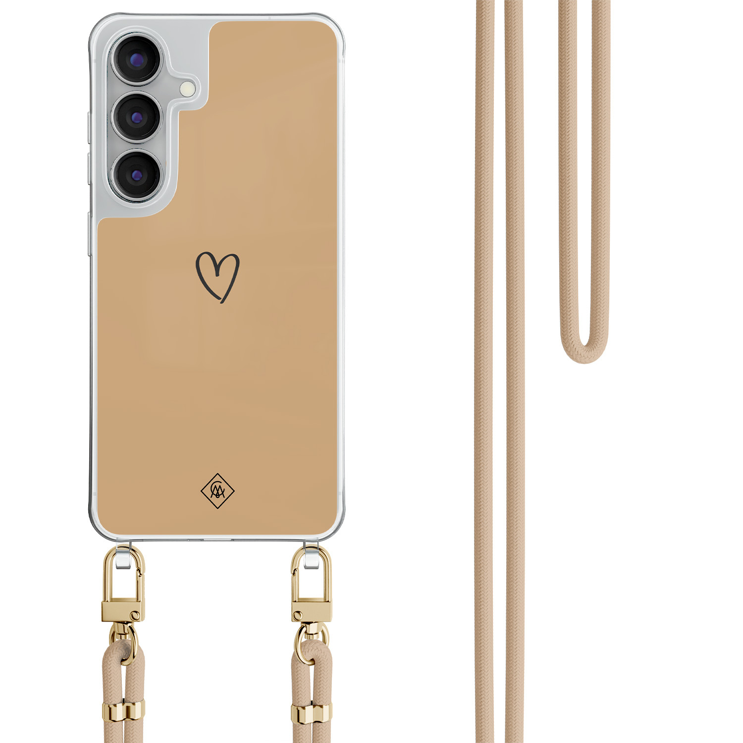 Samsung Galaxy S25 FE hoesje met beige koord Hart bruin