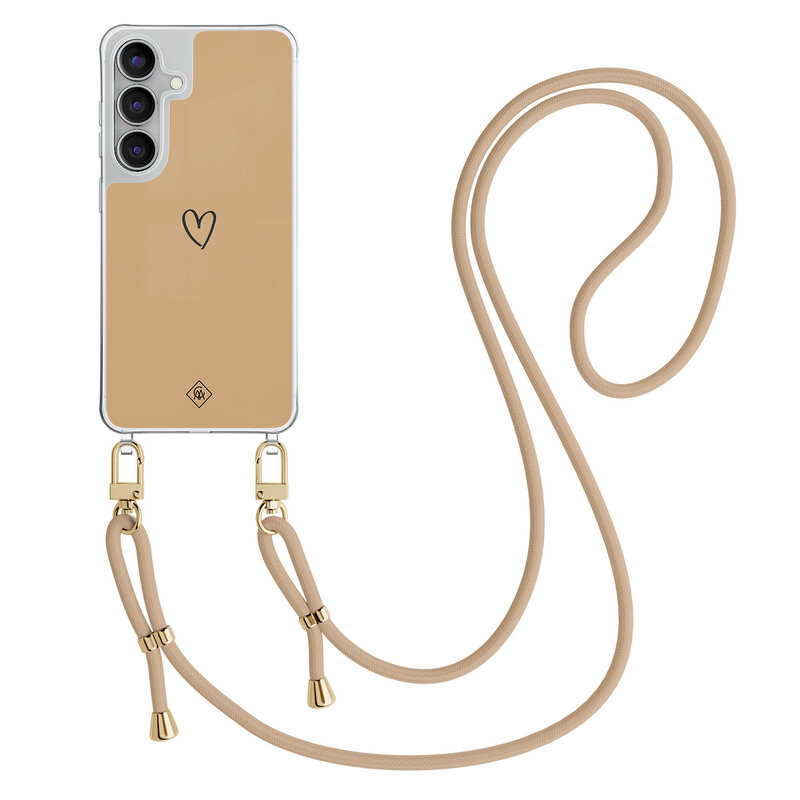 Casimoda Samsung Galaxy S25 FE hoesje met beige koord - Hart bruin