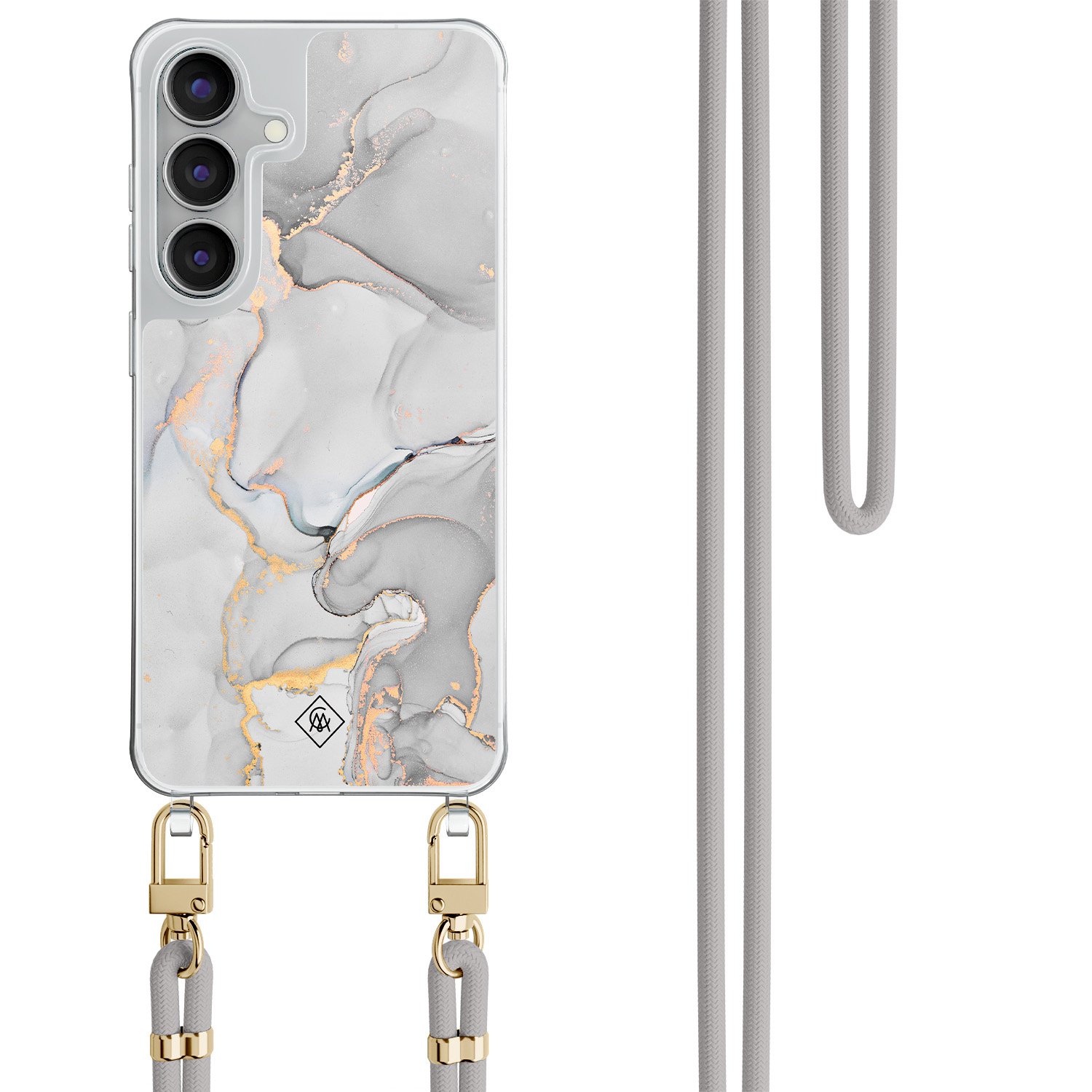 Samsung Galaxy S25 FE hoesje met grijs koord Marmer grijs