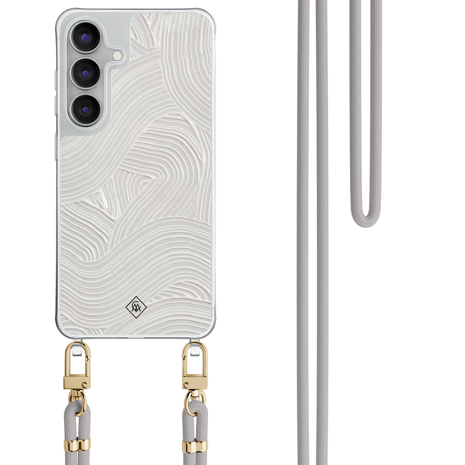 Samsung Galaxy S25 FE hoesje met grijs koord Abstract waves