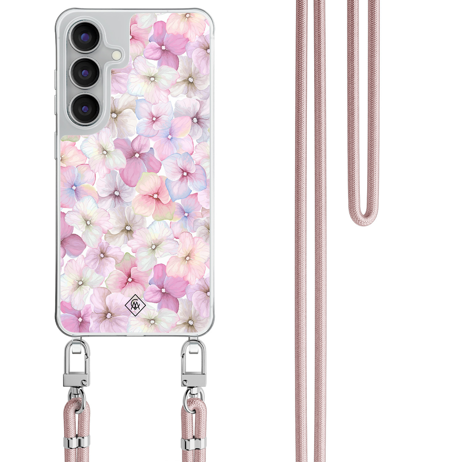 Samsung Galaxy S25 FE hoesje met rosegoud koord Hortensia