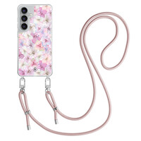 Casimoda Samsung Galaxy S25 FE hoesje met rosegoud koord - Hortensia