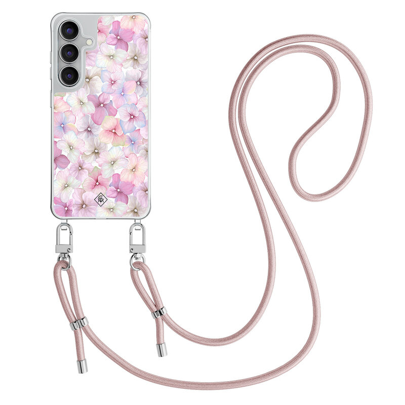 Casimoda Samsung Galaxy S25 FE hoesje met rosegoud koord - Hortensia