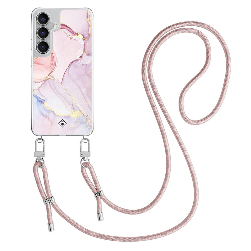 Casimoda Samsung Galaxy S25 FE hoesje met rosegoud koord - Purple sky