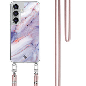 Casimoda Samsung Galaxy S25 FE hoesje met rosegoud koord - Marmer paars
