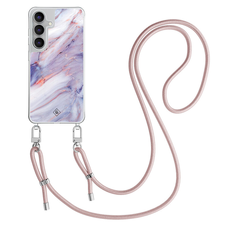 Casimoda Samsung Galaxy S25 FE hoesje met rosegoud koord - Marmer paars