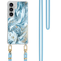 Casimoda Samsung Galaxy S25 FE hoesje met blauw koord - Marble sea