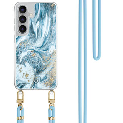 Casimoda Samsung Galaxy S25 FE hoesje met blauw koord - Marble sea