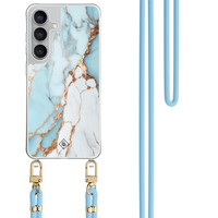 Casimoda Samsung Galaxy S25 FE hoesje met blauw koord - Marmer lichtblauw