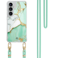 Casimoda Samsung Galaxy S25 FE hoesje met mint koord - Marmer mintgroen