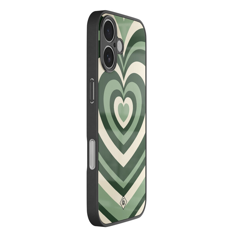 Casimoda iPhone 17 glazen hardcase - Hart swirl groen