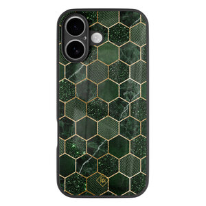 Casimoda iPhone 17 glazen hardcase - Kubus groen