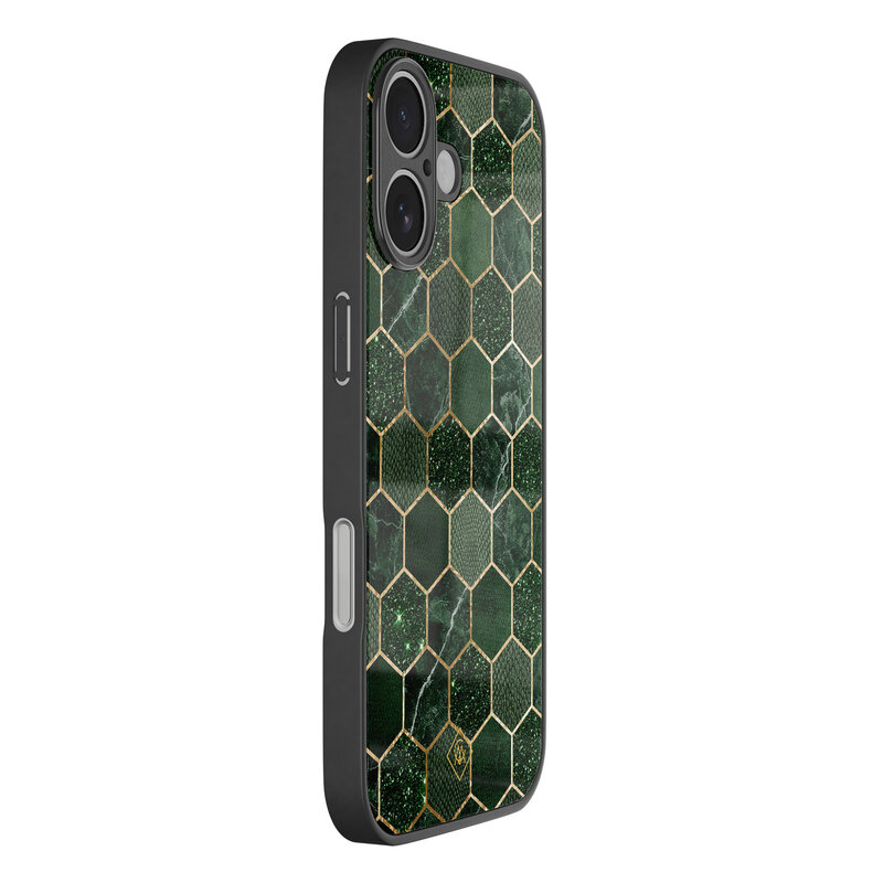 Casimoda iPhone 17 glazen hardcase - Kubus groen