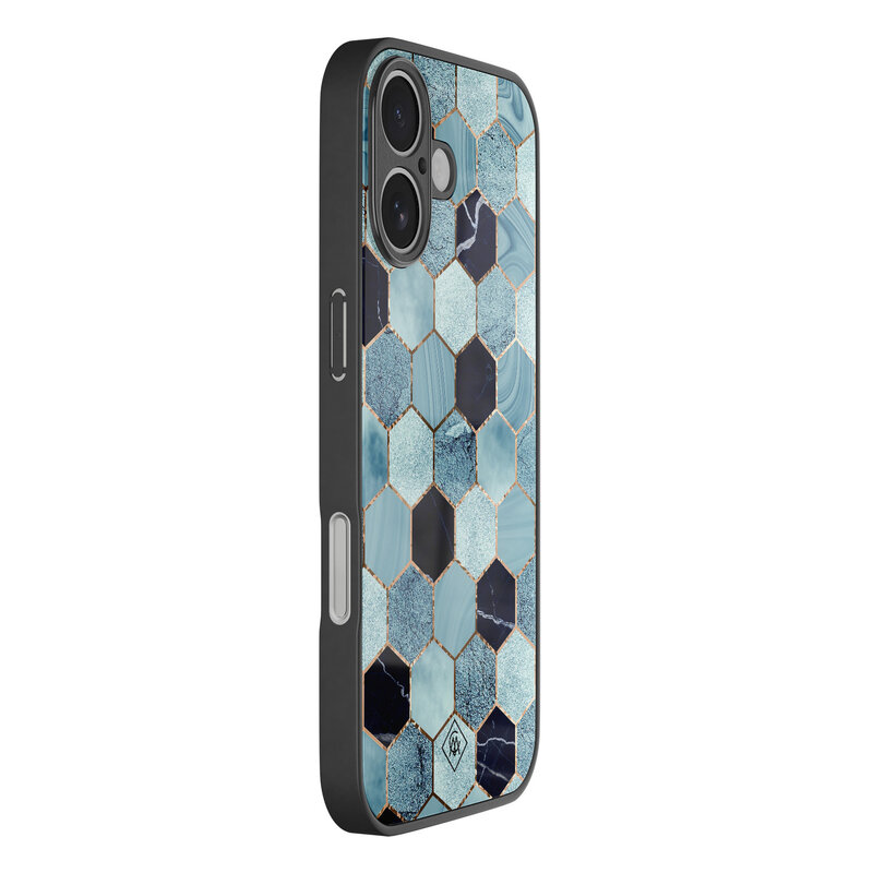 Casimoda iPhone 17 glazen hardcase - Blue cubes