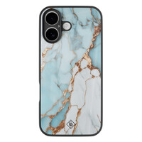 Casimoda iPhone 17 glazen hardcase - Marmer lichtblauw