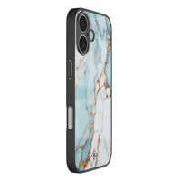 Casimoda iPhone 17 glazen hardcase - Marmer lichtblauw