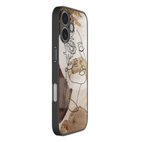 Casimoda iPhone 17 glazen hardcase - Abstract gezicht bruin