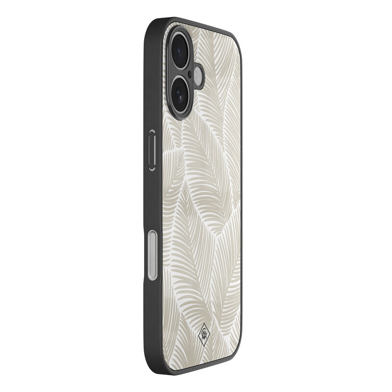 Casimoda iPhone 17 glazen hardcase - Palmy leaves beige