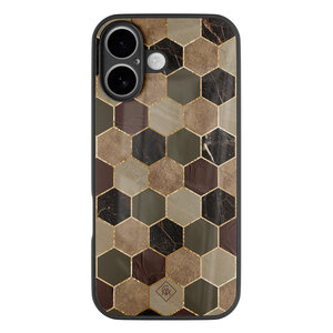 Casimoda iPhone 17 glazen hardcase - Kubus bruin groen