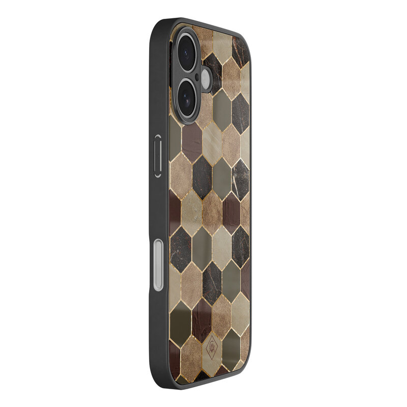 Casimoda iPhone 17 glazen hardcase - Kubus bruin groen