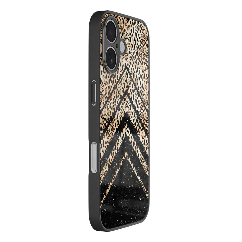 Casimoda iPhone 17 glazen hardcase - Chevron luipaard