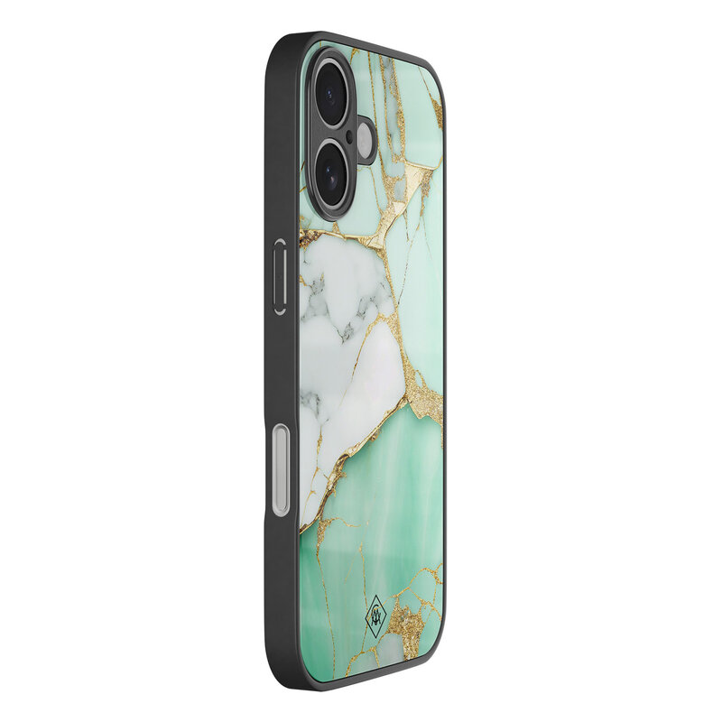 Casimoda iPhone 17 glazen hardcase - Marmer mint goud