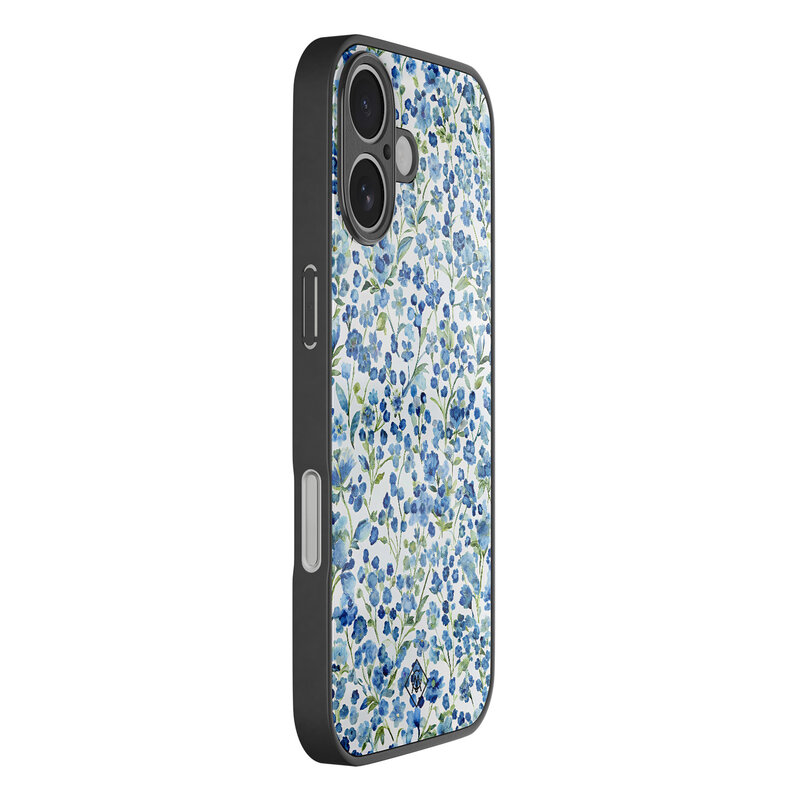Casimoda iPhone 17 glazen hardcase - Vintage blue floral