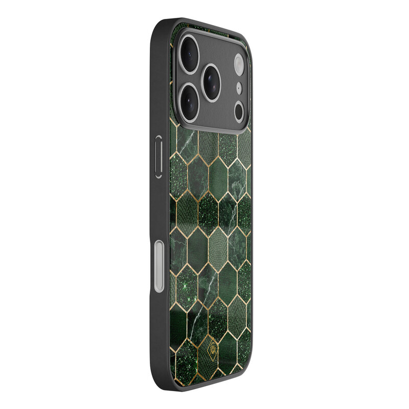 Casimoda iPhone 17 Pro glazen hardcase - Kubus groen