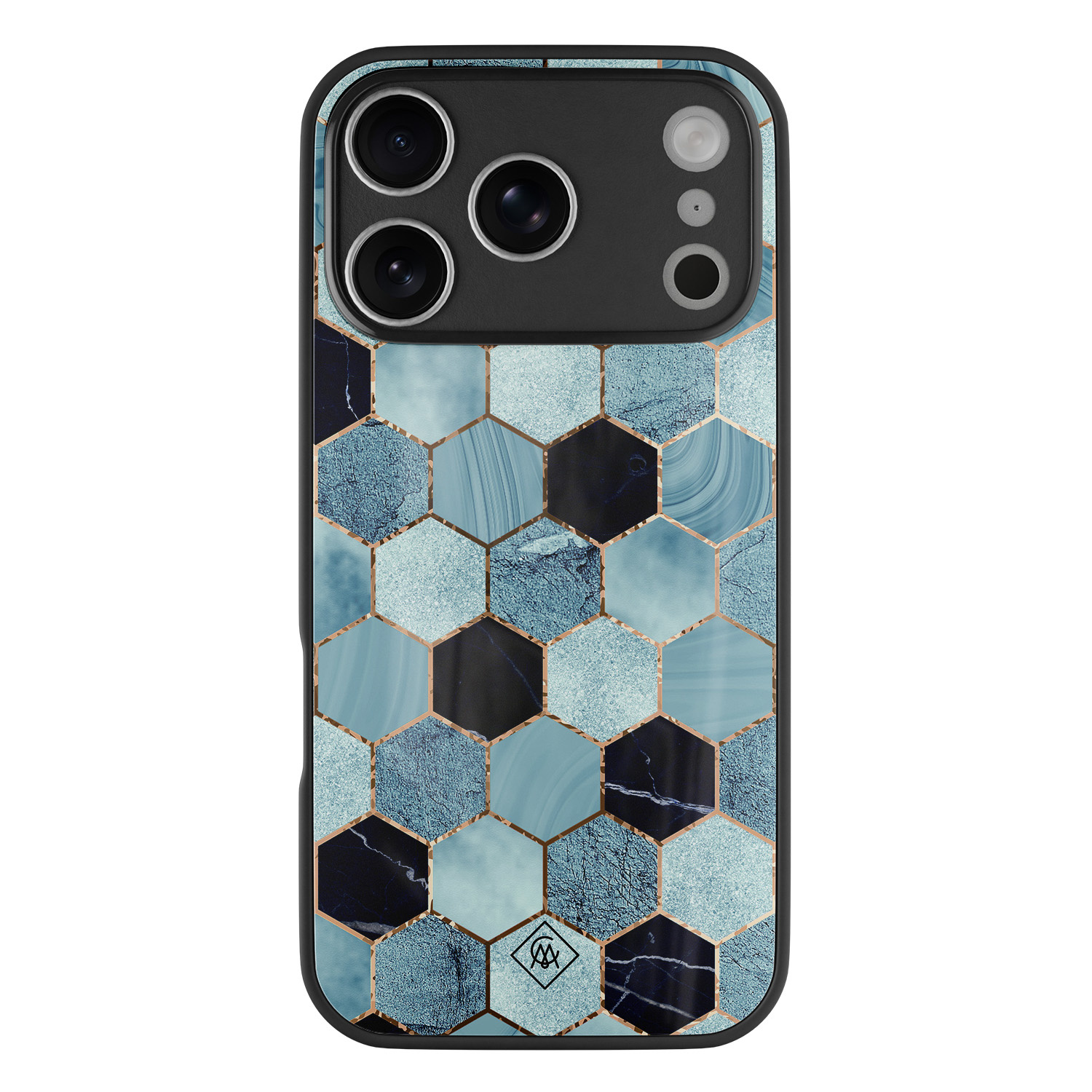 iPhone 17 Pro glazen hardcase Blue cubes