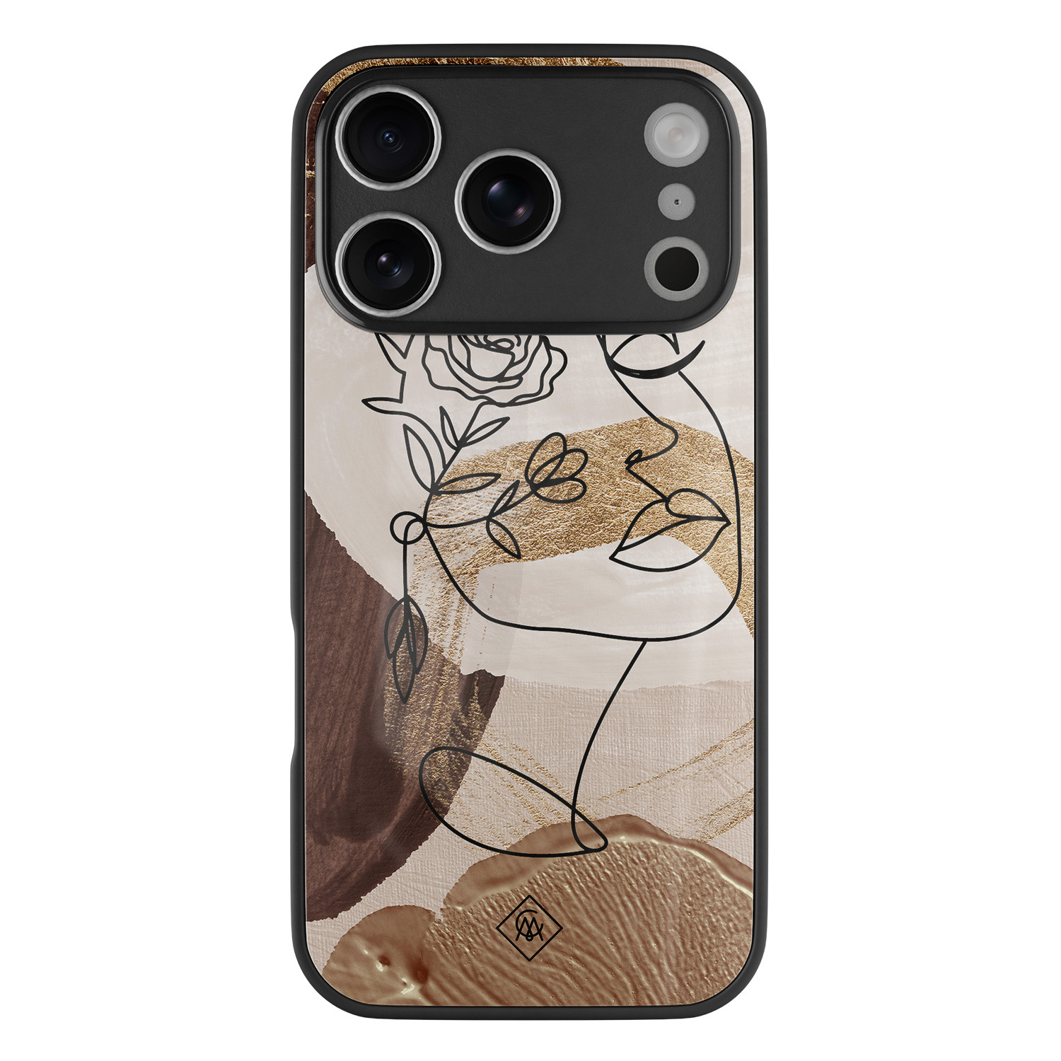 iPhone 17 Pro glazen hardcase Abstract gezicht bruin
