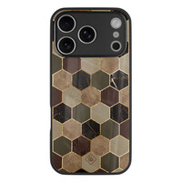 Casimoda iPhone 17 Pro glazen hardcase - Kubus bruin groen