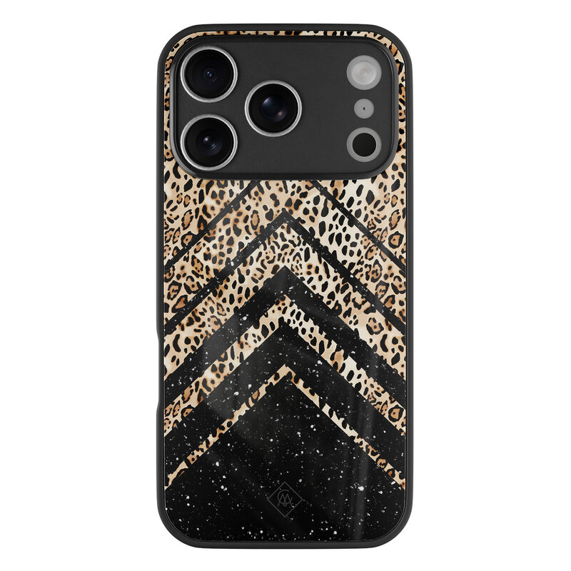 Casimoda iPhone 17 Pro glazen hardcase - Chevron luipaard