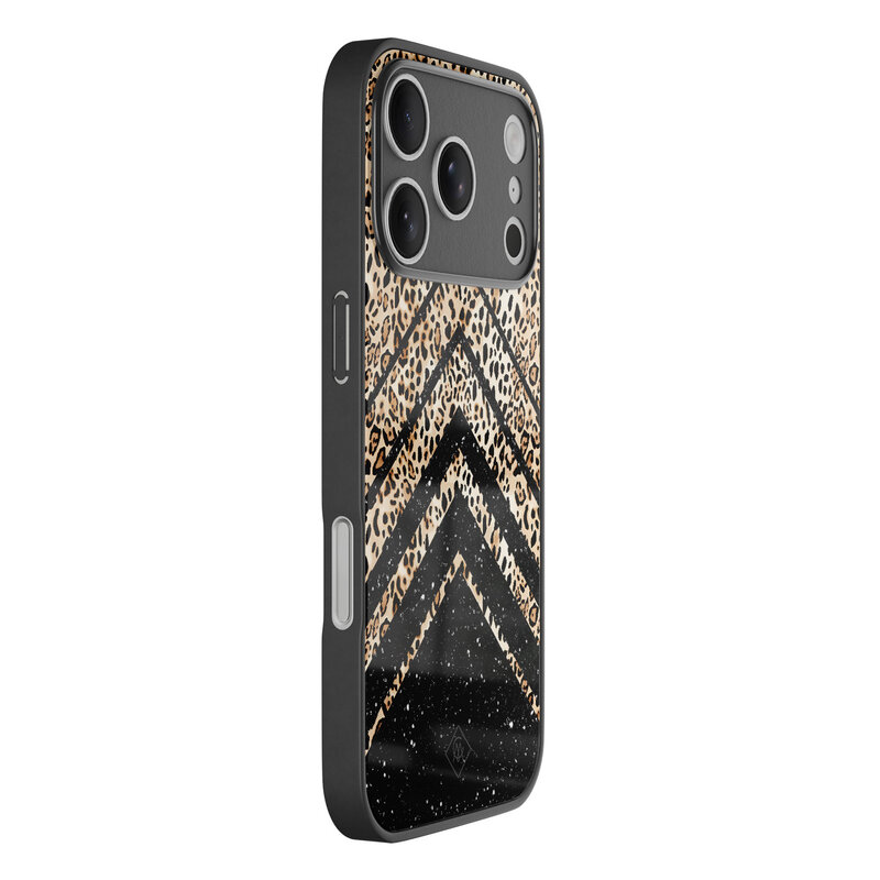 Casimoda iPhone 17 Pro glazen hardcase - Chevron luipaard