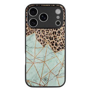 Casimoda iPhone 17 Pro glazen hardcase - Luipaard marmer mint