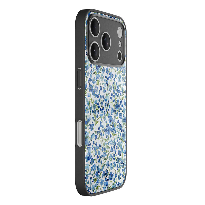 Casimoda iPhone 17 Pro glazen hardcase - Vintage blue floral