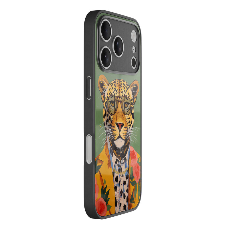 Casimoda iPhone 17 Pro Max glazen hardcase - Luipaard hipster