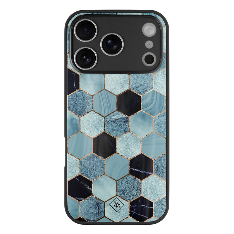 Casimoda iPhone 17 Pro Max glazen hardcase - Blue cubes