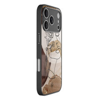 Casimoda iPhone 17 Pro Max glazen hardcase - Abstract gezicht bruin
