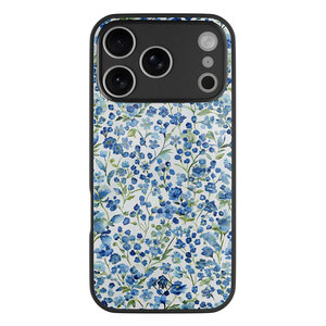 Casimoda iPhone 17 Pro Max glazen hardcase - Vintage blue floral