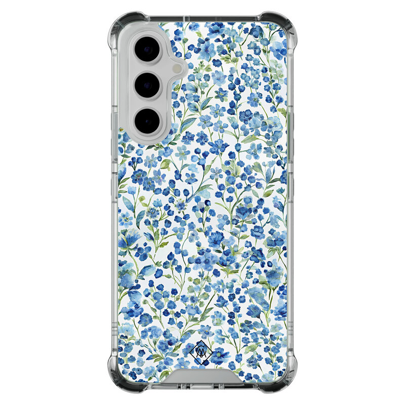 Casimoda Samsung Galaxy A54 shockproof hoesje - Vintage blue floral