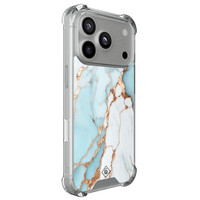 Casimoda iPhone 17 Pro shockproof hoesje - Marmer lichtblauw