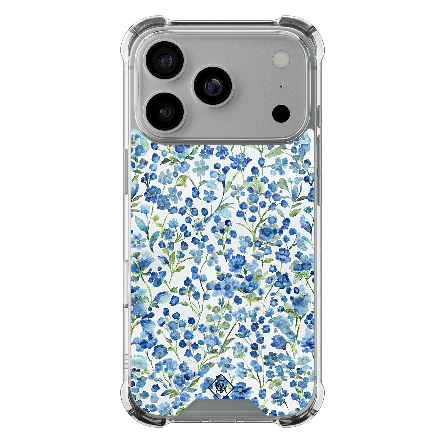 iPhone 17 Pro shockproof hoesje Vintage blue floral
