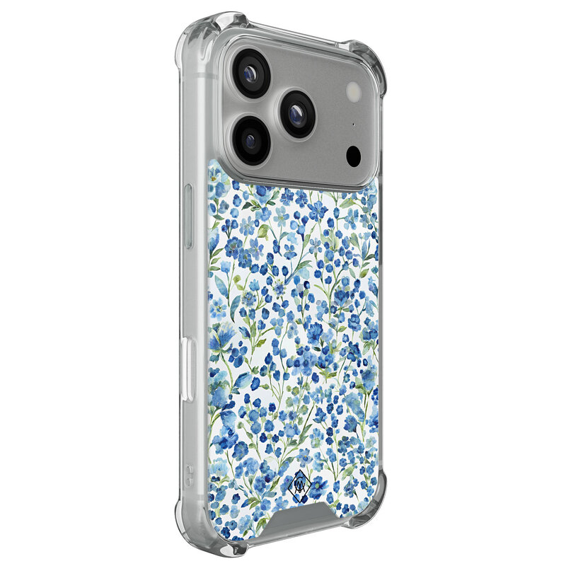 Casimoda iPhone 17 Pro shockproof hoesje - Vintage blue floral