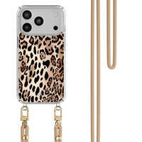 Casimoda iPhone 17 Pro hoesje met beige koord - Golden wildcat