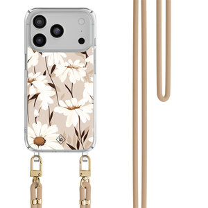 Casimoda iPhone 17 Pro hoesje met beige koord - In bloom