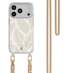 Casimoda iPhone 17 Pro hoesje met beige koord - Palm leaves beige