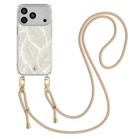 Casimoda iPhone 17 Pro hoesje met beige koord - Palm leaves beige
