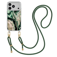 Casimoda iPhone 17 Pro hoesje met groen koord - Green waves